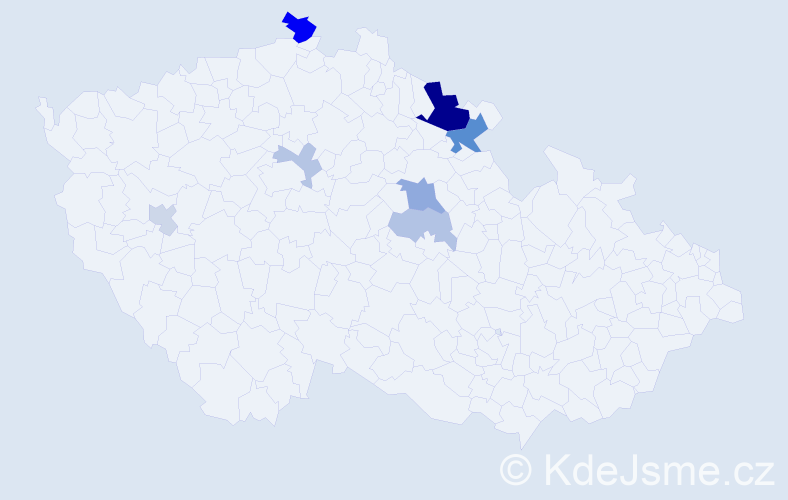 Příjmení: 'Cobl', počet výskytů 18 v celé ČR