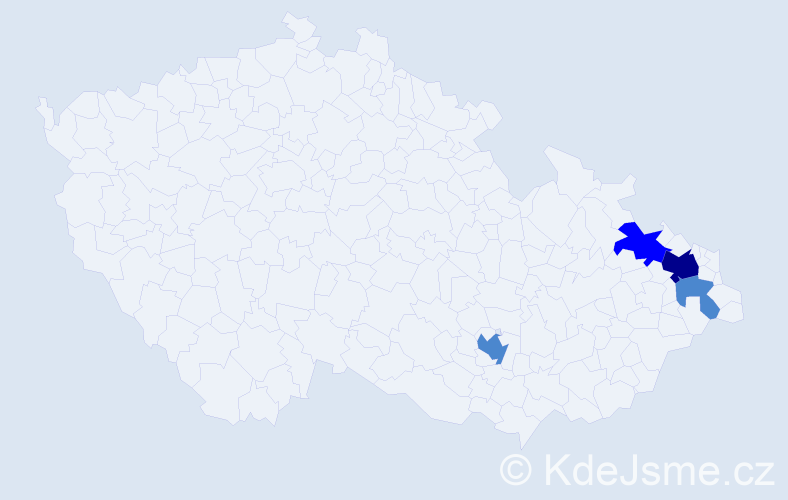 Příjmení: 'Bešlová', počet výskytů 7 v celé ČR