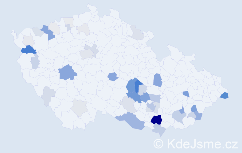 Příjmení: 'Babáček', počet výskytů 184 v celé ČR