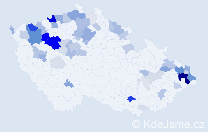 Příjmení: 'Pastor', počet výskytů 219 v celé ČR