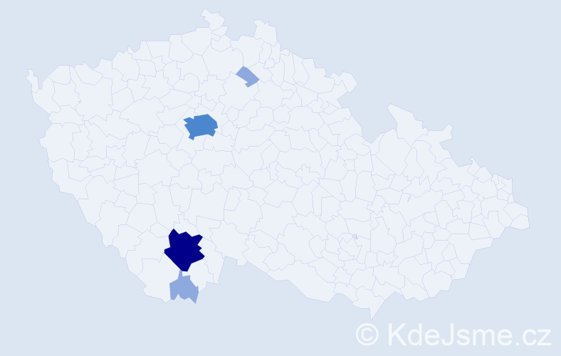 Příjmení: 'Cajkářová', počet výskytů 12 v celé ČR