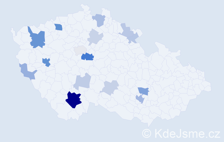 Příjmení: 'Žlůva', počet výskytů 51 v celé ČR