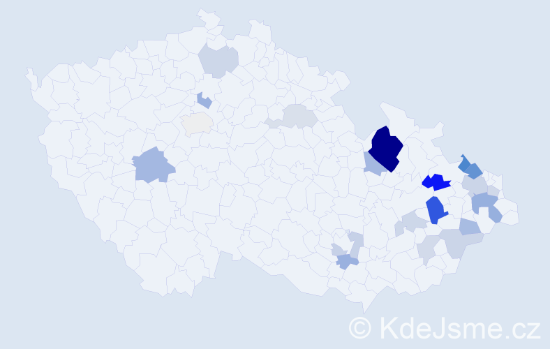 Příjmení: 'Bargelová', počet výskytů 44 v celé ČR