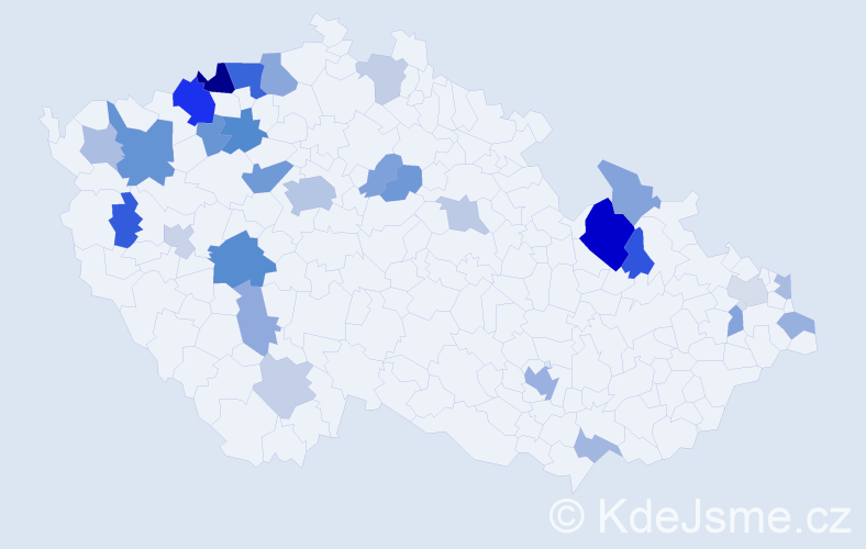 Příjmení: 'Nikolovová', počet výskytů 62 v celé ČR