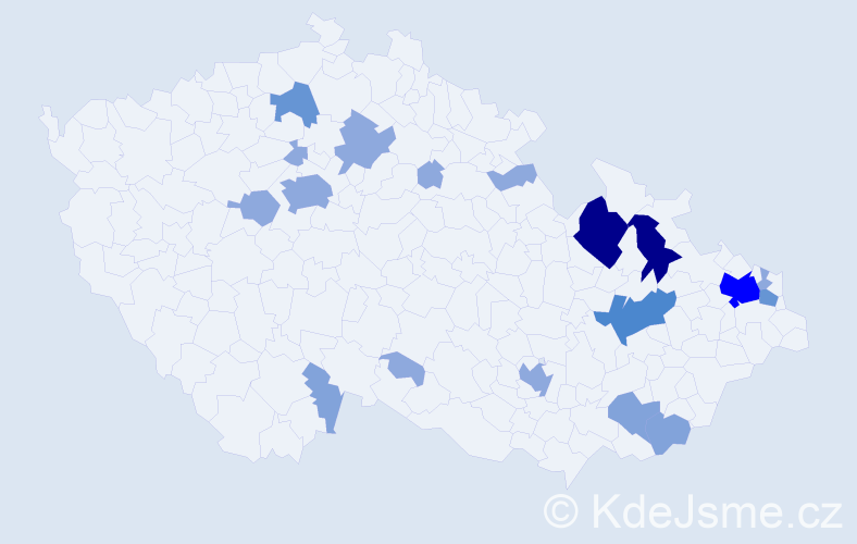 Příjmení: 'Barčík', počet výskytů 47 v celé ČR