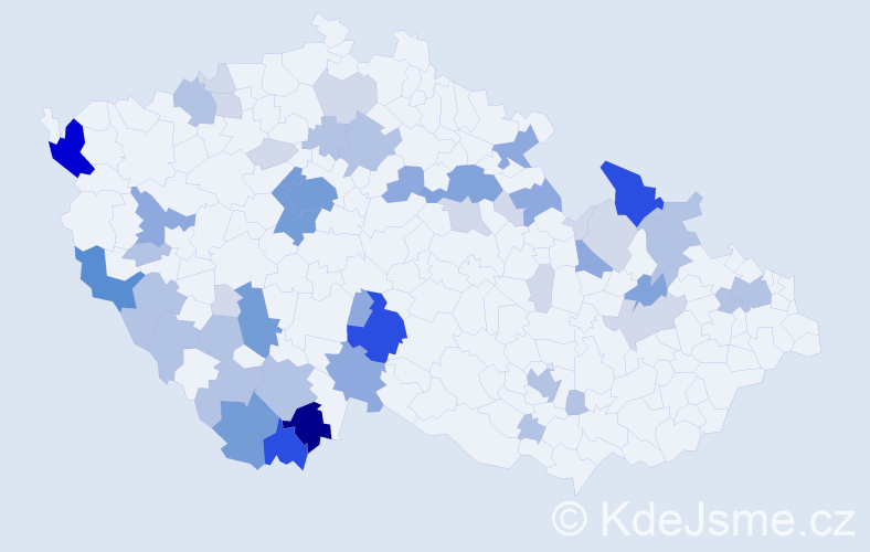 Příjmení: 'Motyčák', počet výskytů 159 v celé ČR