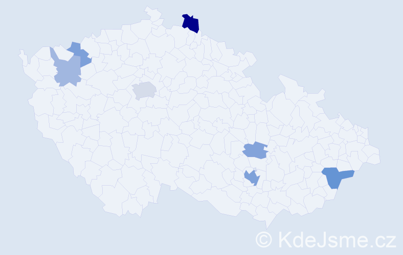 Příjmení: 'Samotná', počet výskytů 15 v celé ČR