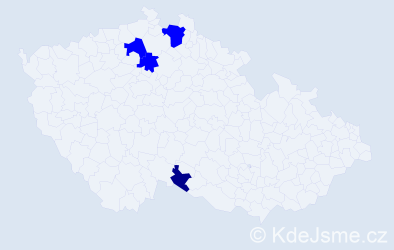 Příjmení: 'Dolezal', počet výskytů 5 v celé ČR