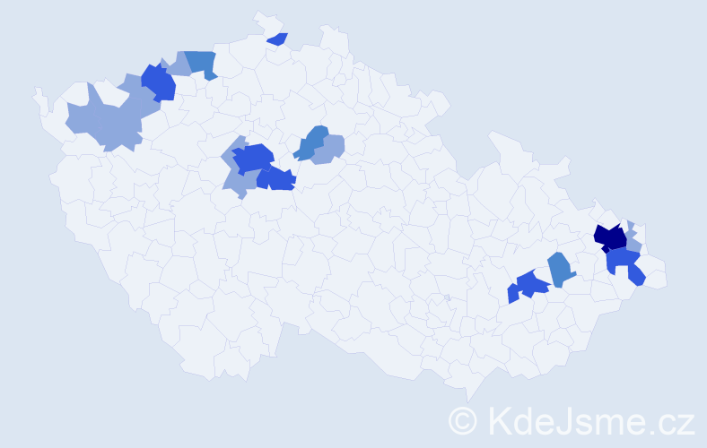 Příjmení: 'Kanisová', počet výskytů 37 v celé ČR