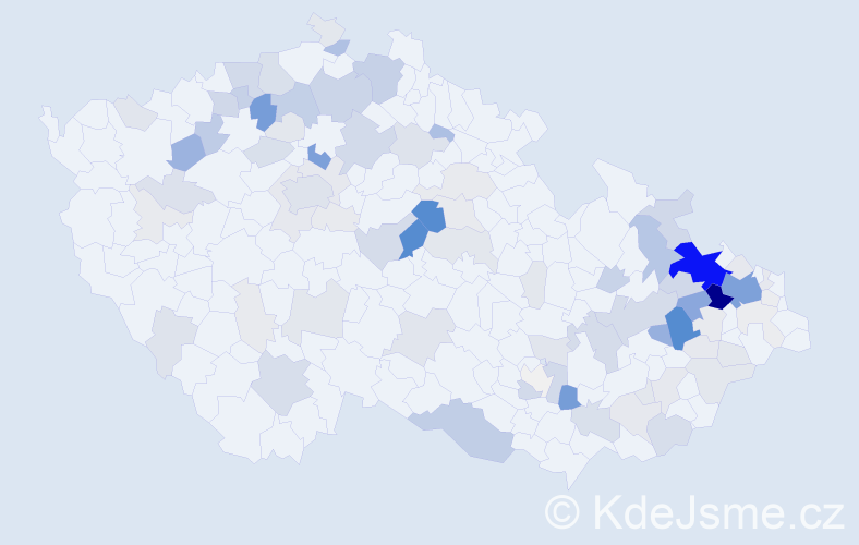 Příjmení: 'Hon', počet výskytů 406 v celé ČR