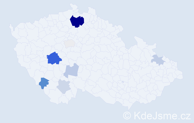 Příjmení: 'Mígl', počet výskytů 19 v celé ČR