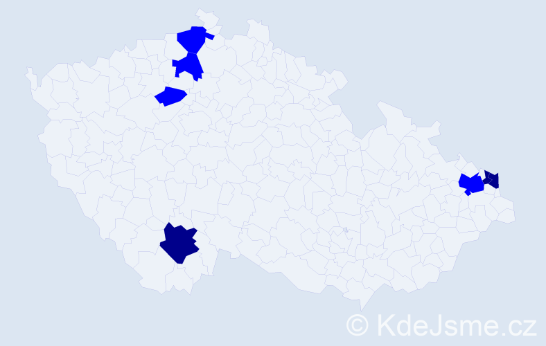 Příjmení: 'Hošala', počet výskytů 10 v celé ČR