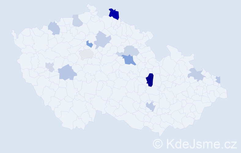 Příjmení: 'Angelová', počet výskytů 24 v celé ČR