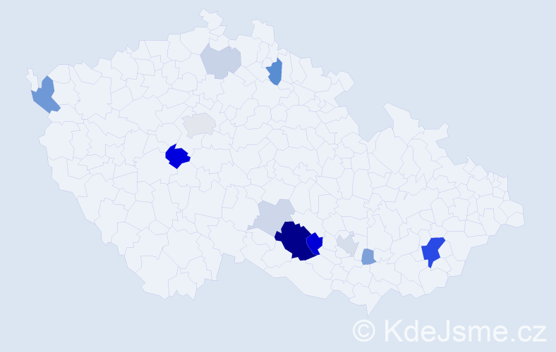 Příjmení: 'Dudr', počet výskytů 39 v celé ČR