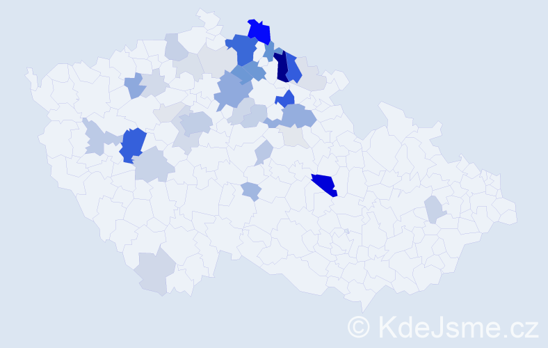 Příjmení: 'Kapras', počet výskytů 130 v celé ČR