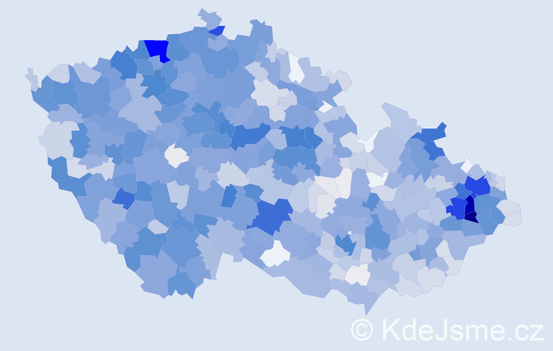 Příjmení: 'Holub', počet výskytů 6405 v celé ČR