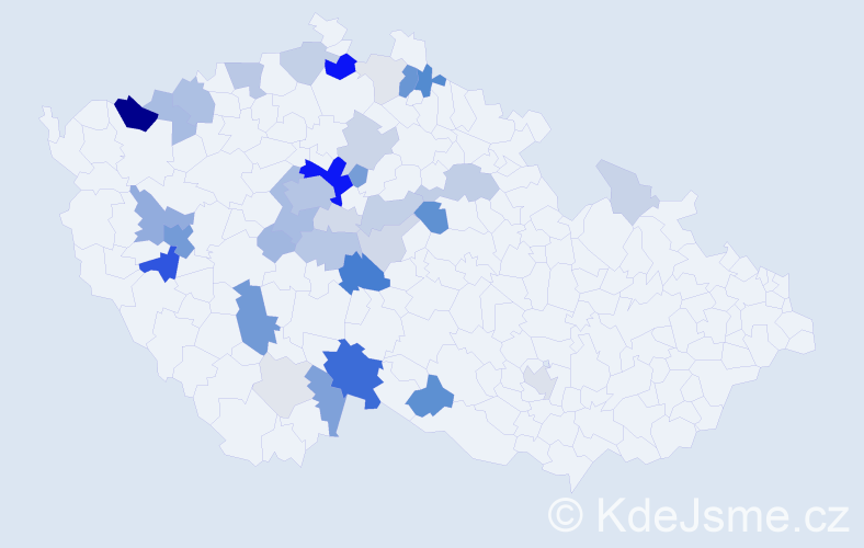 Příjmení: 'Ledecký', počet výskytů 143 v celé ČR