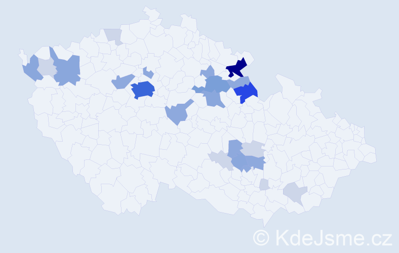 Příjmení: 'Dusbaba', počet výskytů 69 v celé ČR