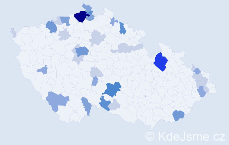 Příjmení: 'Čičák', počet výskytů 92 v celé ČR