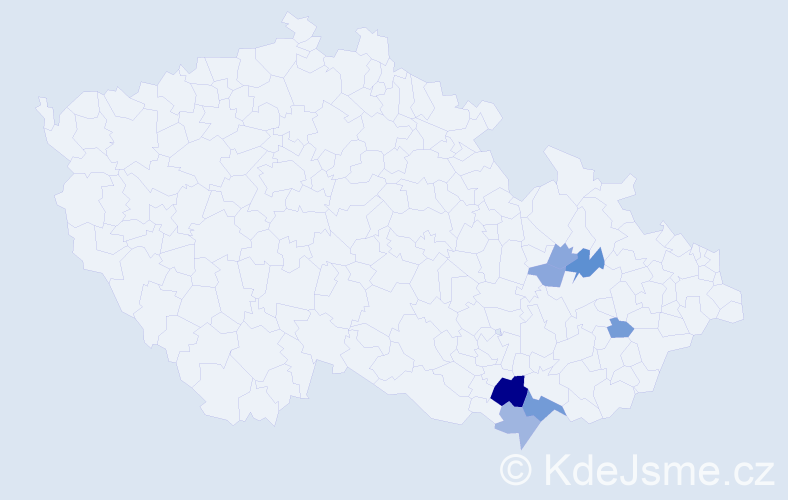 Příjmení: 'Kunč', počet výskytů 18 v celé ČR