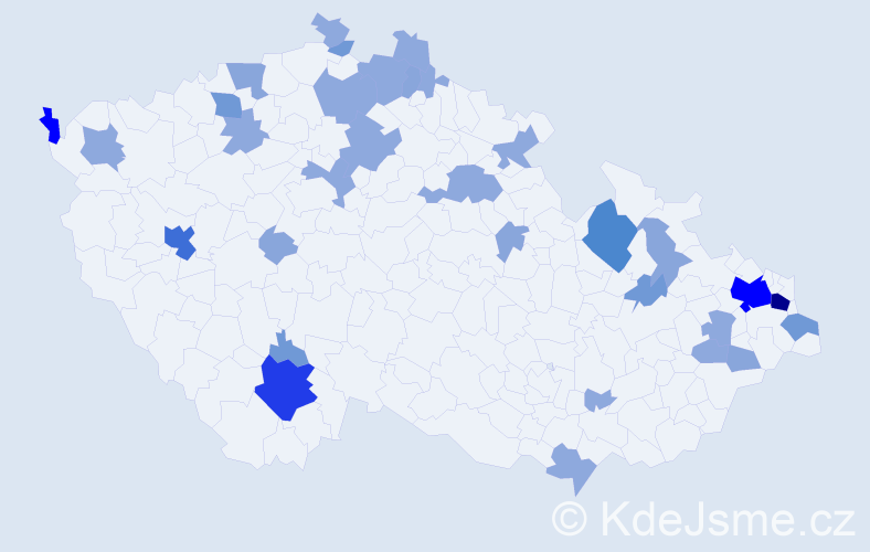 Příjmení: 'Hrabčáková', počet výskytů 80 v celé ČR