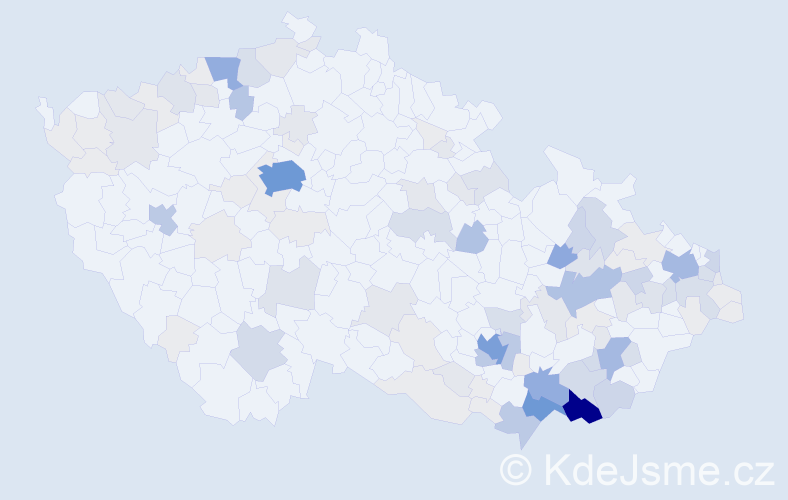 Příjmení: 'Bačíková', počet výskytů 441 v celé ČR