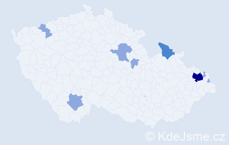 Příjmení: 'Vaškor', počet výskytů 14 v celé ČR
