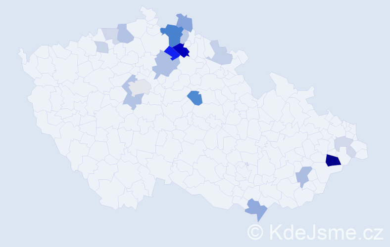 Příjmení: 'Knébl', počet výskytů 43 v celé ČR