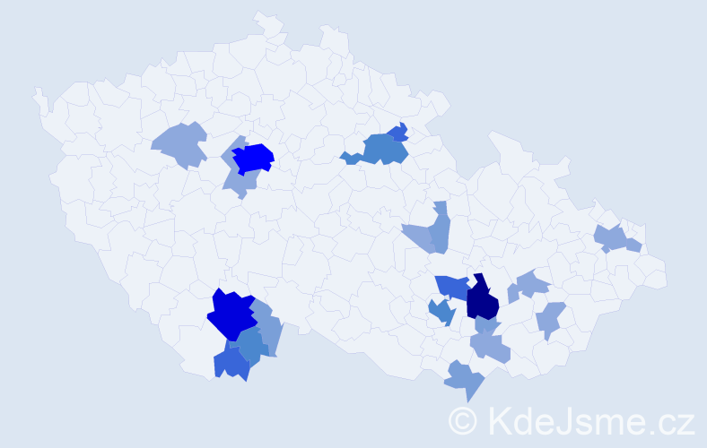 Příjmení: 'Baldík', počet výskytů 57 v celé ČR