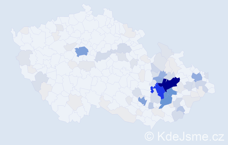 Příjmení: 'Nakládalová', počet výskytů 431 v celé ČR
