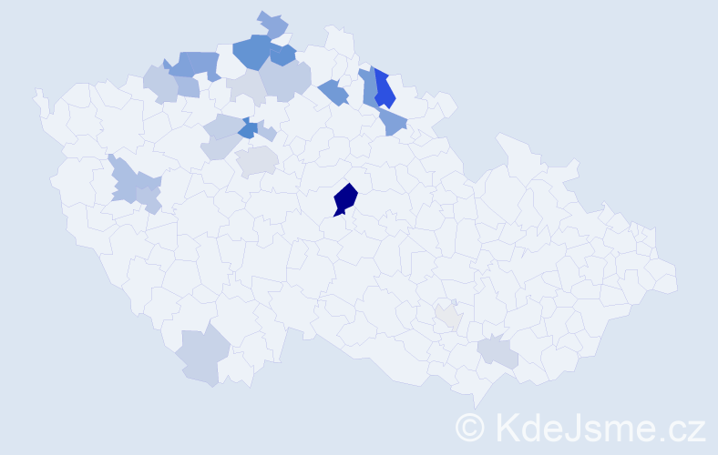 Příjmení: 'Chleborád', počet výskytů 74 v celé ČR