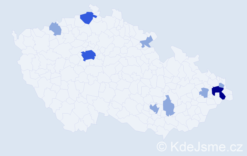 Příjmení: 'Kakarová', počet výskytů 18 v celé ČR