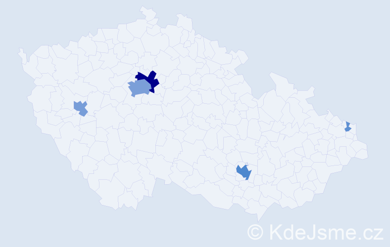 Příjmení: 'Levi', počet výskytů 23 v celé ČR