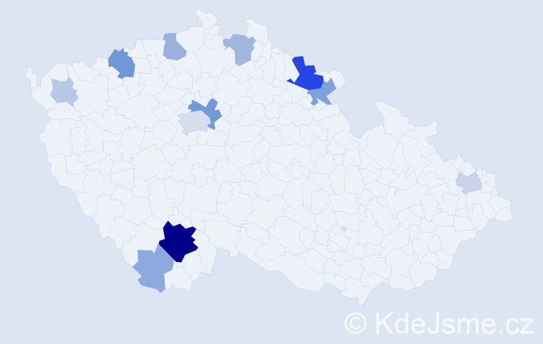 Příjmení: 'Binter', počet výskytů 38 v celé ČR