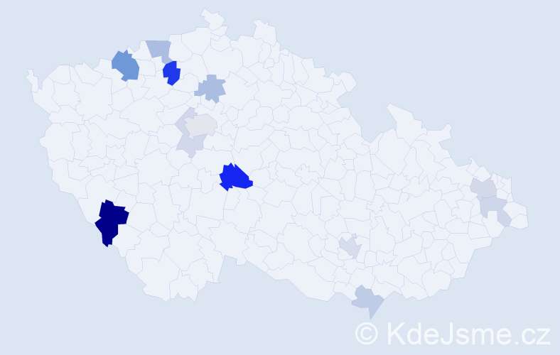 Příjmení: 'Dufala', počet výskytů 27 v celé ČR