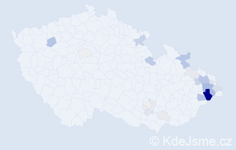 Příjmení: 'Magnusek', počet výskytů 97 v celé ČR