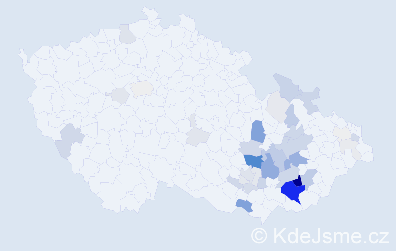 Příjmení: 'Kraváčková', počet výskytů 141 v celé ČR