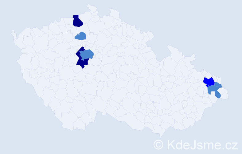 Příjmení: 'Vokelová', počet výskytů 13 v celé ČR