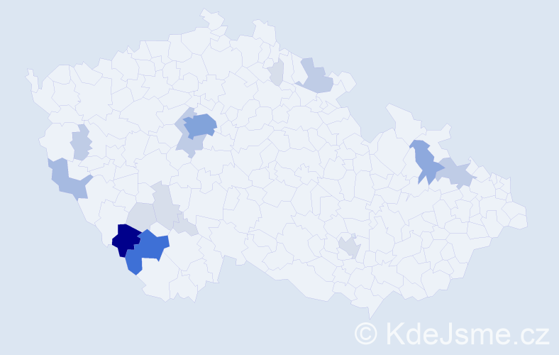 Příjmení: 'Kopfová', počet výskytů 56 v celé ČR