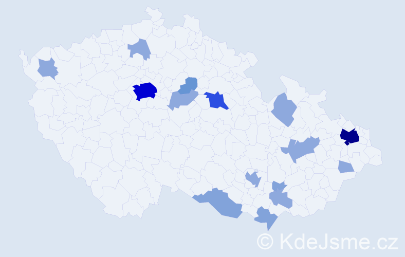 Příjmení: 'Ryznerová', počet výskytů 37 v celé ČR