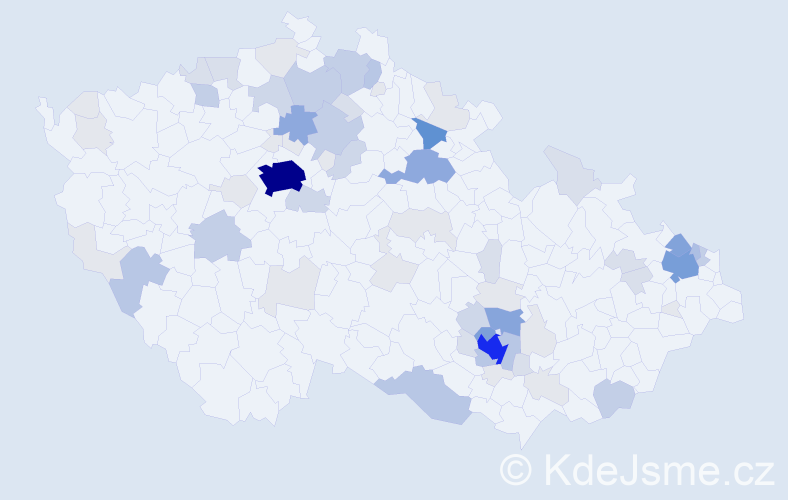 Příjmení: 'Antonín', počet výskytů 257 v celé ČR