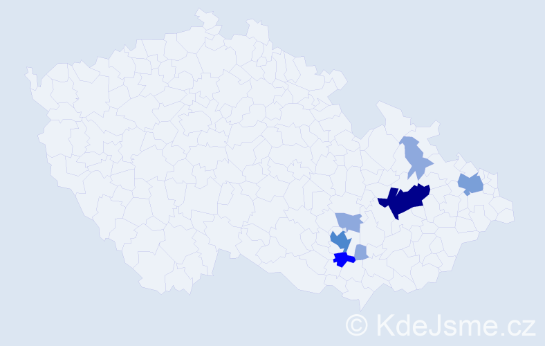 Příjmení: 'Cekl', počet výskytů 20 v celé ČR