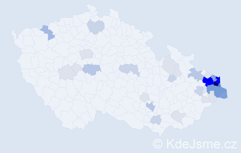 Příjmení: 'Kozielová', počet výskytů 150 v celé ČR