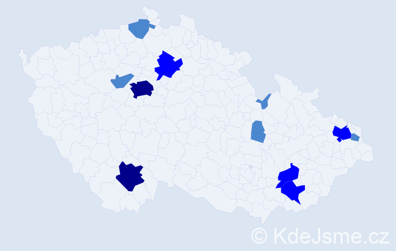 Příjmení: 'Kravárik', počet výskytů 19 v celé ČR