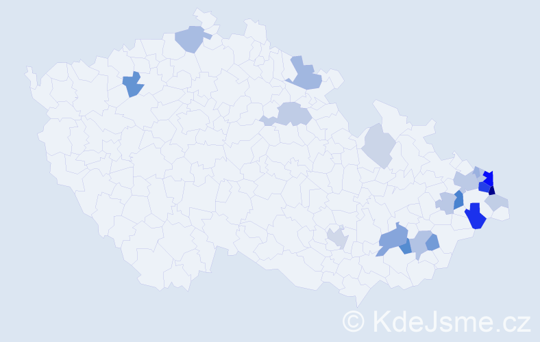 Příjmení: 'Pazdziora', počet výskytů 61 v celé ČR