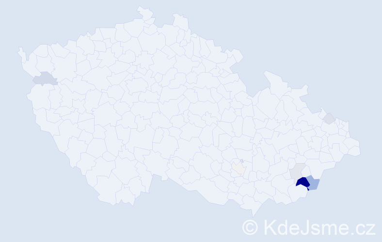 Příjmení: 'Koseček', počet výskytů 37 v celé ČR