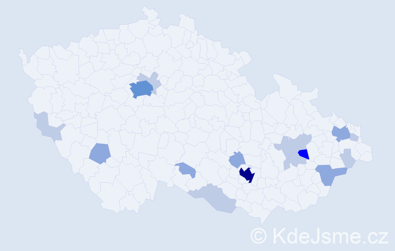Příjmení: 'Frydrýšková', počet výskytů 39 v celé ČR