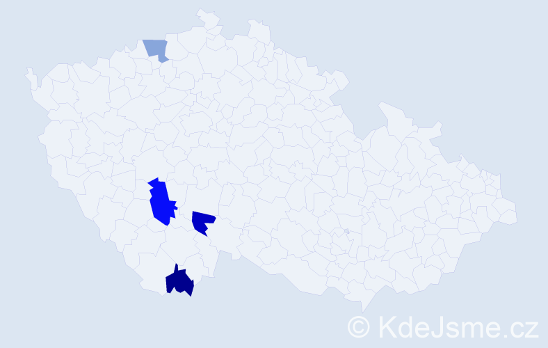 Příjmení: 'Tanáčová', počet výskytů 5 v celé ČR