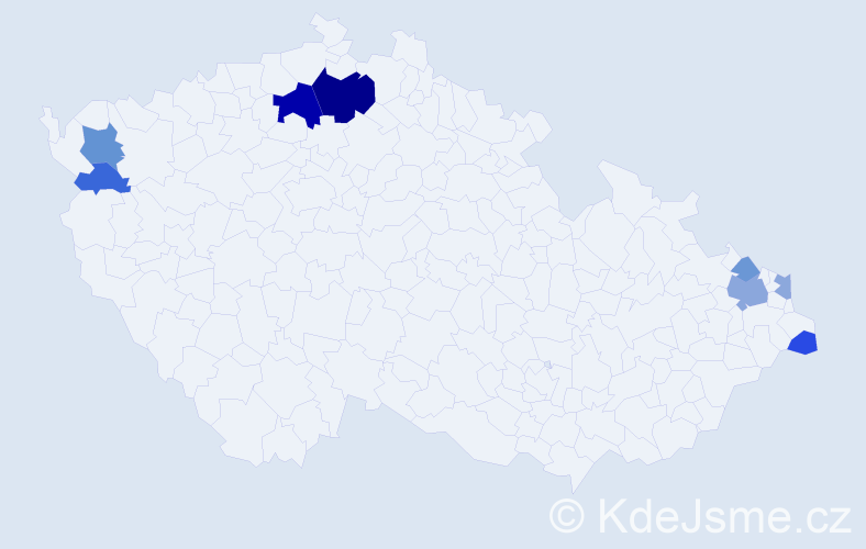 Příjmení: 'Hábelová', počet výskytů 18 v celé ČR
