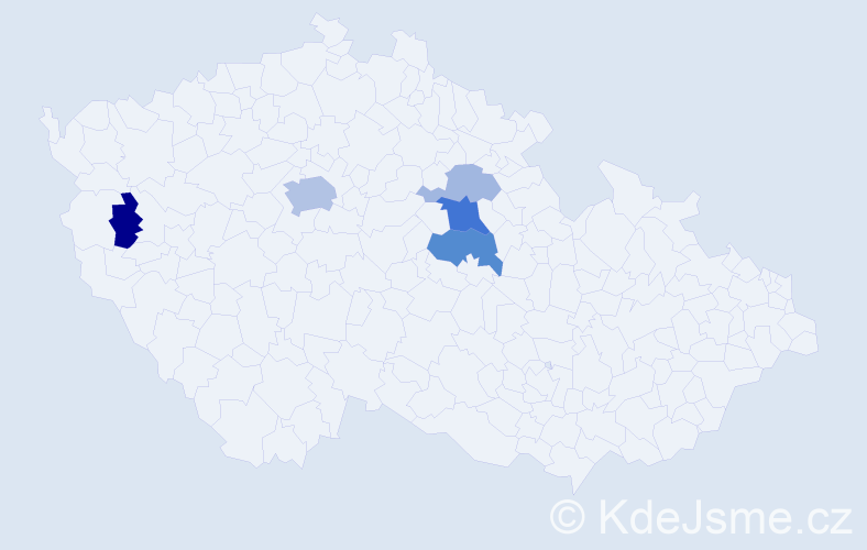 Příjmení: 'Begera', počet výskytů 12 v celé ČR